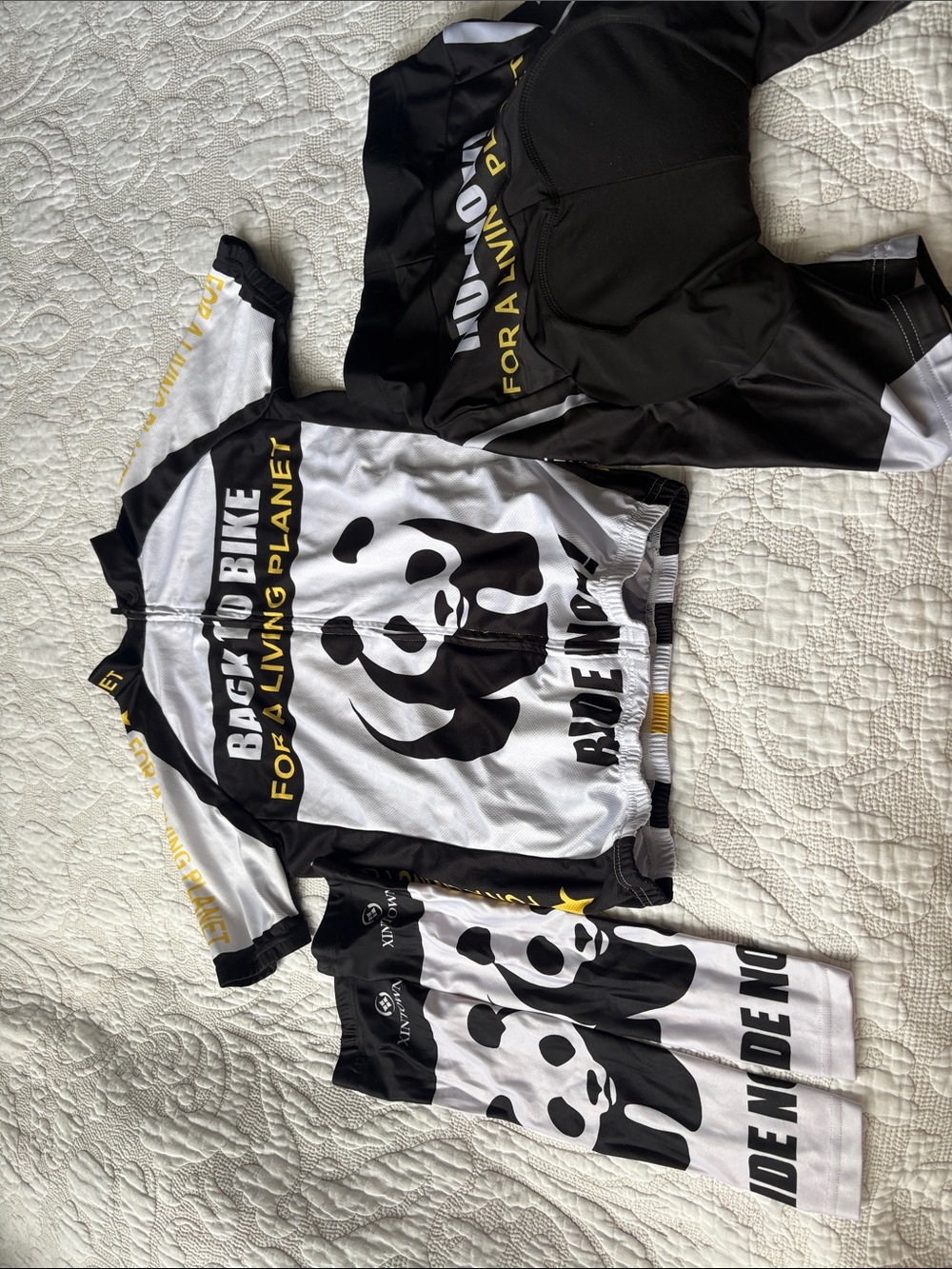 Women’s Black & White Panda Cycling Jersey by Xintown